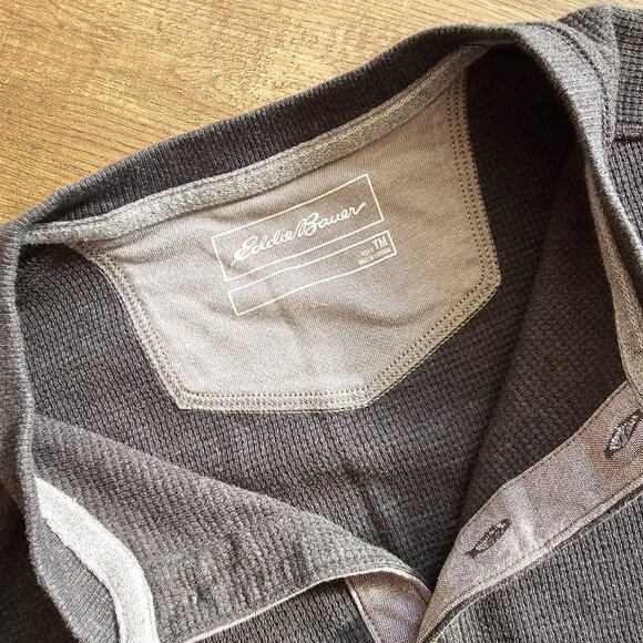 Eddie Bauer Men’s Favorite Ultrasoft Thermal Henley Longsleeve, TM, Charcoal Htr - Picture 8 of 10